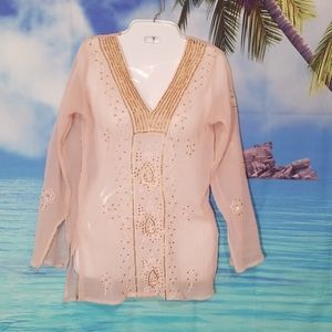 Luna llena Boho Embellished Peasant Blouse
